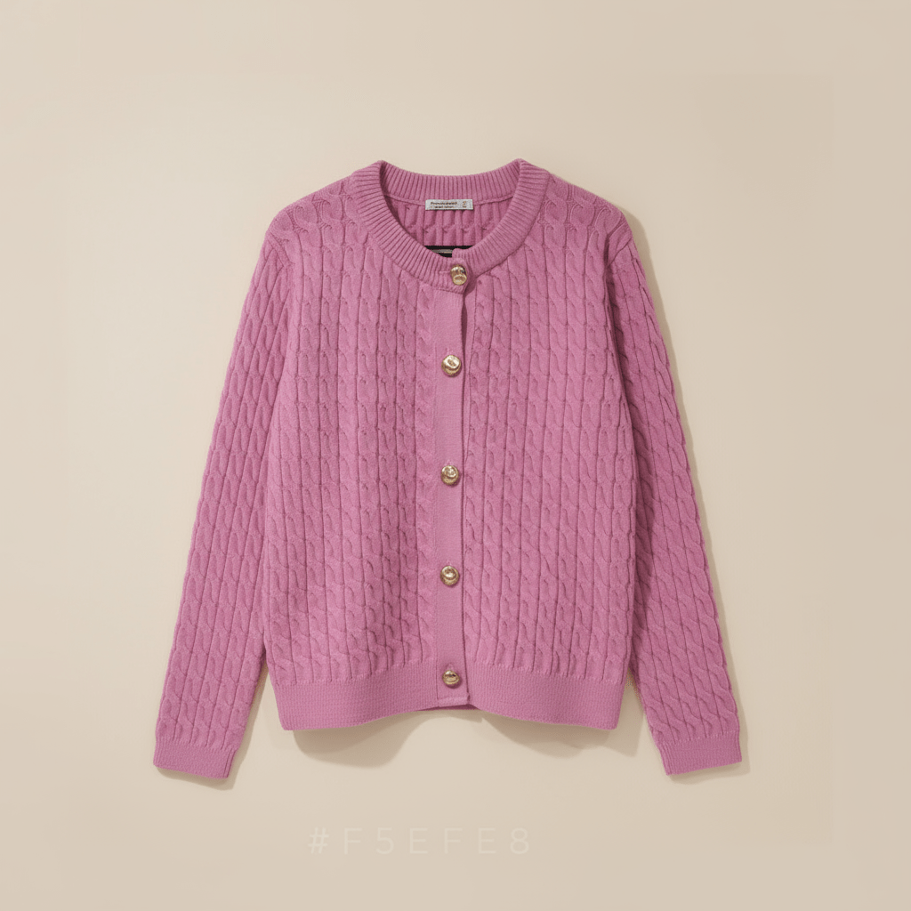 Cardigan Torsadé — Boutons Dorés - Lune La Boutique