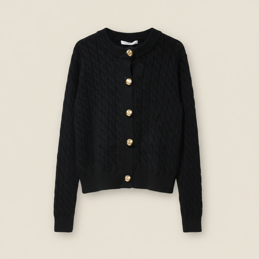 Cardigan Torsadé — Boutons Dorés - Lune La Boutique