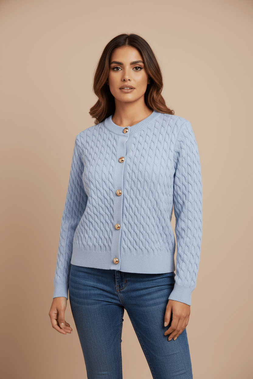 Cardigan Torsadé — Boutons Dorés - Lune La Boutique