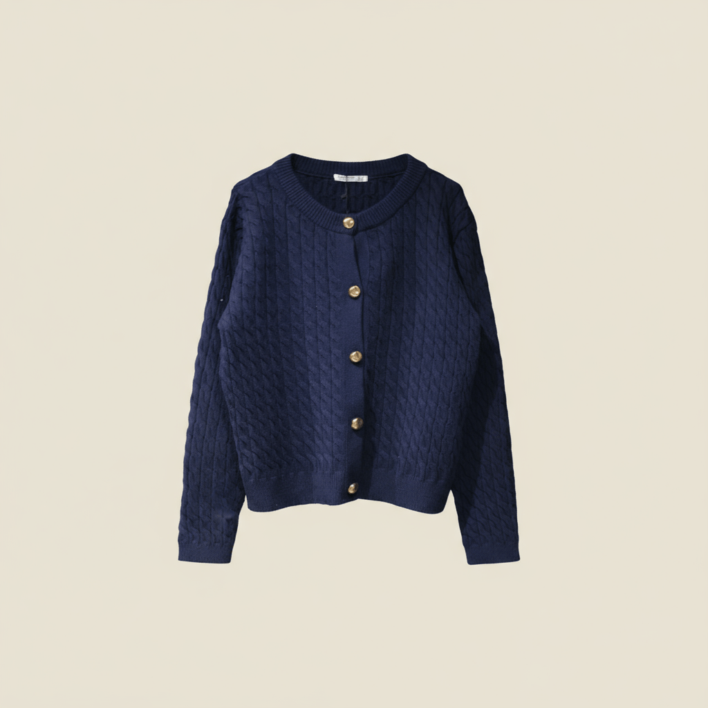 Cardigan Torsadé — Boutons Dorés - Lune La Boutique