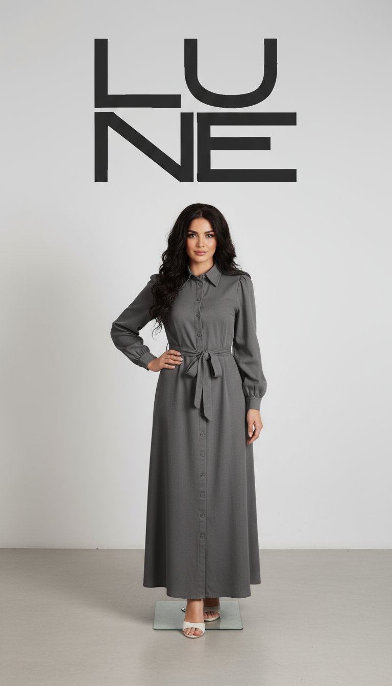 Robe-chemise longue avec ceinture - Ma boutique