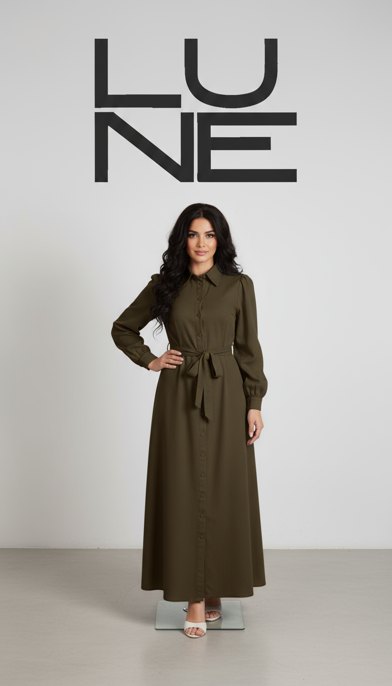 Robe-chemise longue avec ceinture - Ma boutique