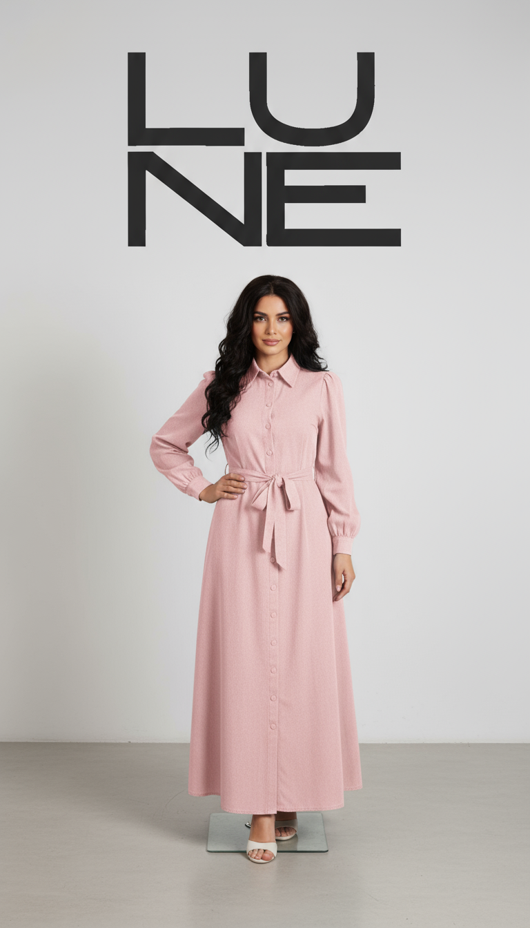 Robe-chemise longue avec ceinture - Ma boutique