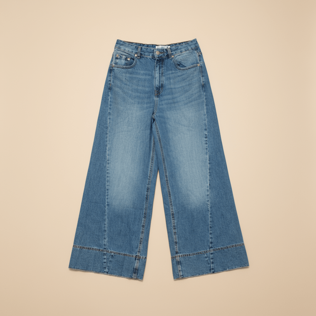 Jean Palazzo Taille Haute – Bleu Vintage - Lune La Boutique