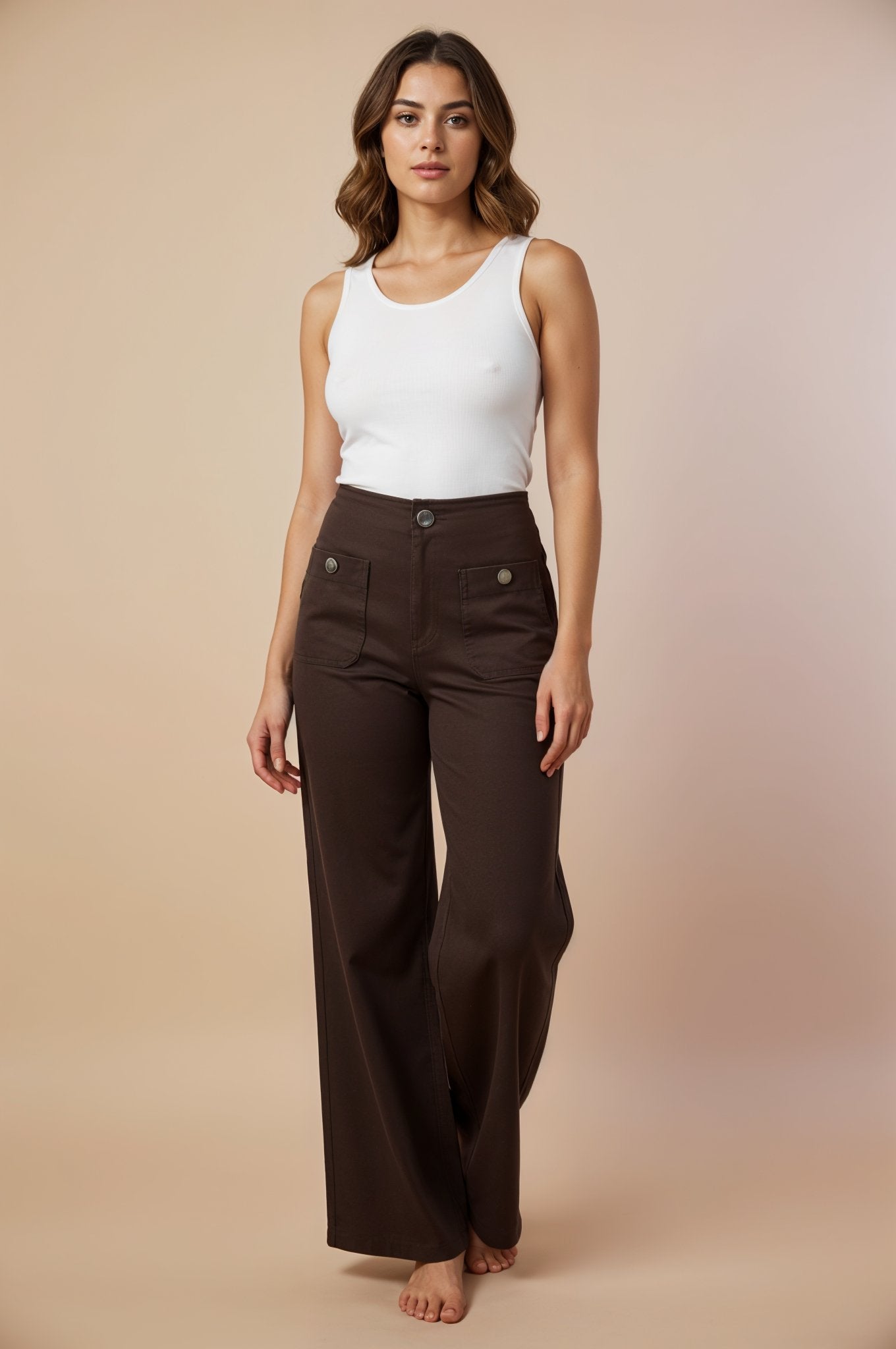 Jean Wide - Leg Taille Haute — Poches Plaquées - Lune La Boutique