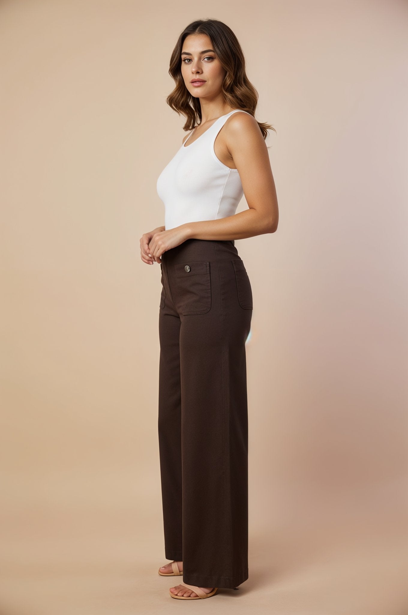 Jean Wide - Leg Taille Haute — Poches Plaquées - Lune La Boutique