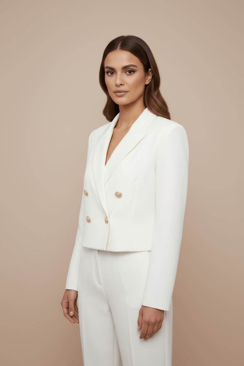 Veste Tailleur Courte — Croisée à Boutons Dorés - Lune La Boutique
