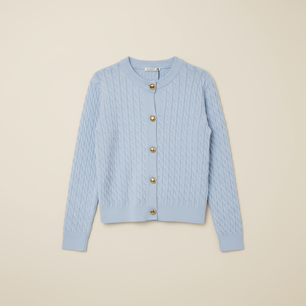 Cardigan Torsadé — Boutons Dorés - Lune La Boutique