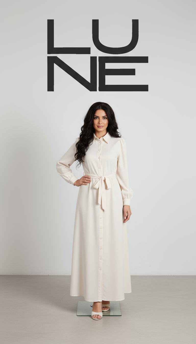 Robe-chemise longue avec ceinture - Ma boutique