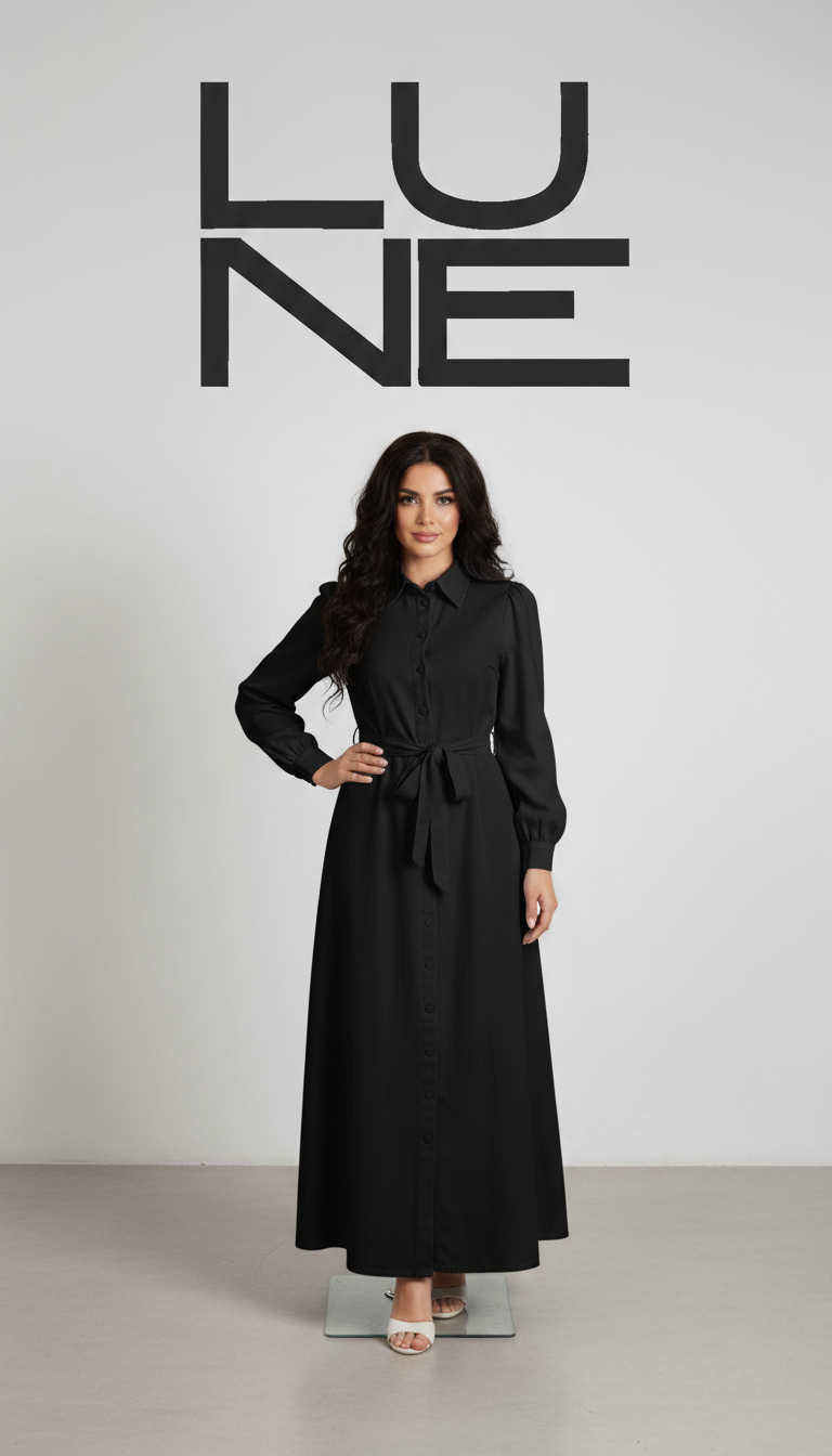 Robe-chemise longue avec ceinture - Ma boutique
