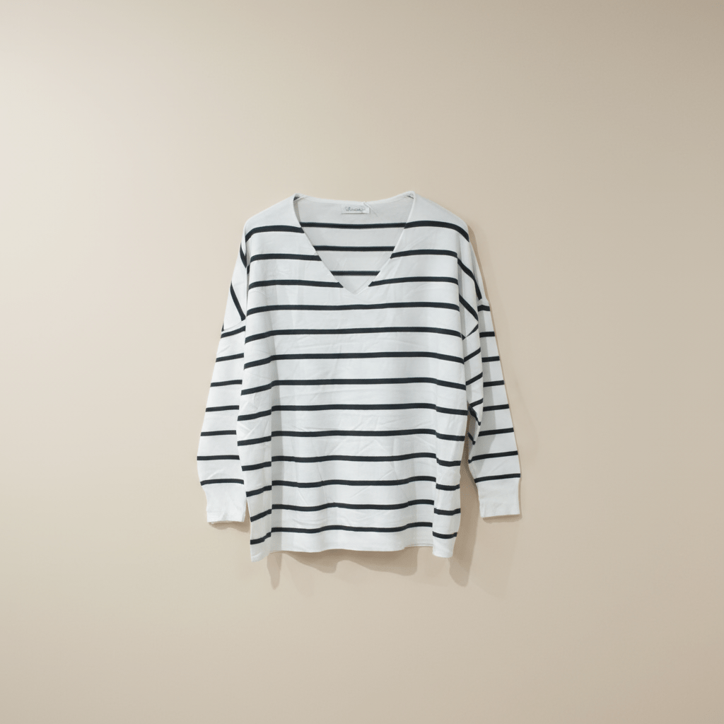 Haut Rayé Col V — Coupe Relax - Lune La Boutique