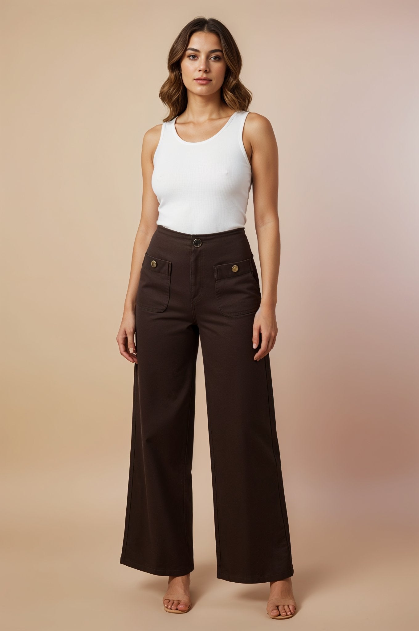 Jean Wide - Leg Taille Haute — Poches Plaquées - Lune La Boutique