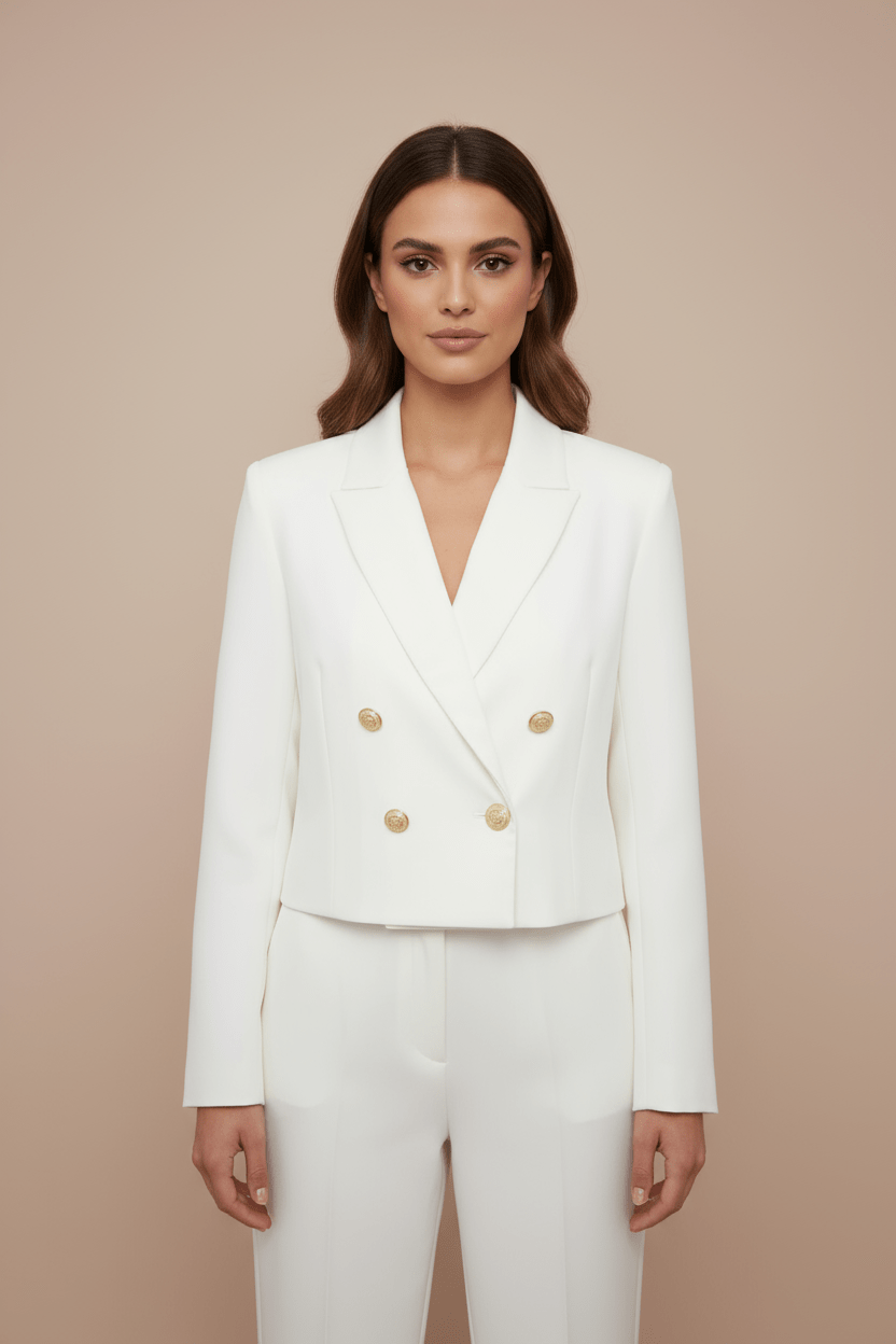 Veste Tailleur Courte — Croisée à Boutons Dorés - Lune La Boutique