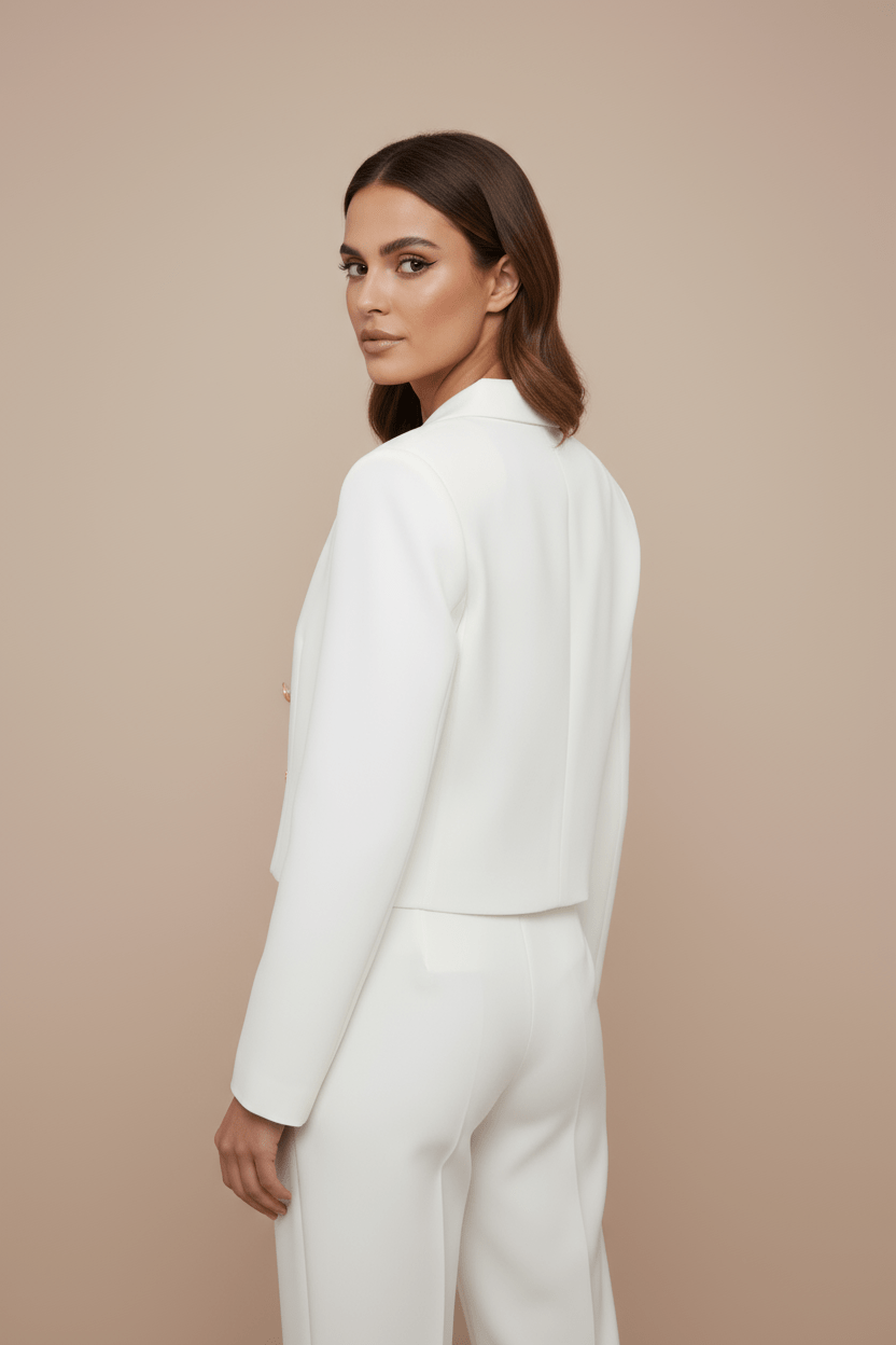 Veste Tailleur Courte — Croisée à Boutons Dorés - Lune La Boutique