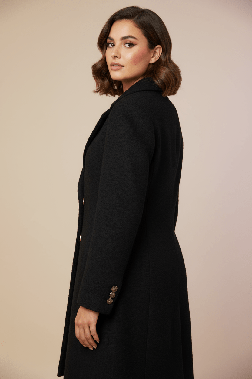Veste Tailleur Longue — Noir Texturé - Lune La Boutique